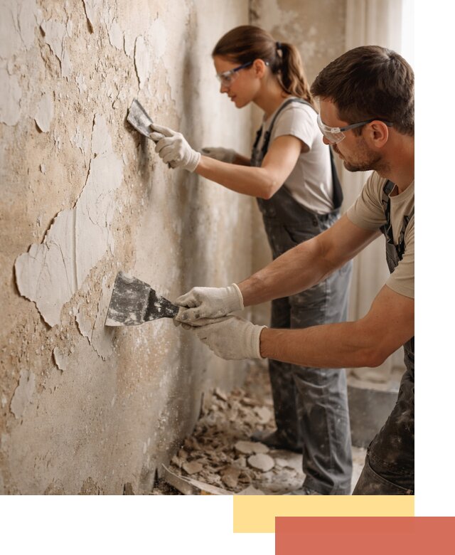 Снятие старой шпаклевки и подготовка поверхностей в Полысаево