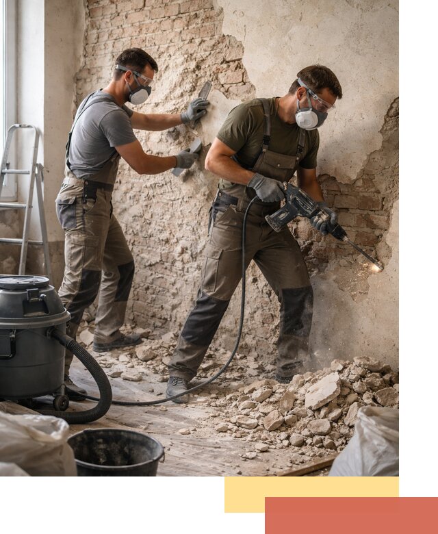 Демонтаж штукатурки со стен в Полысаево быстро и аккуратно