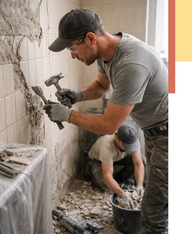 Демонтаж плитки со стен в Полысаево от 874 руб. — быстро и недорого | ОТДЕЛОЧНИК-Плс