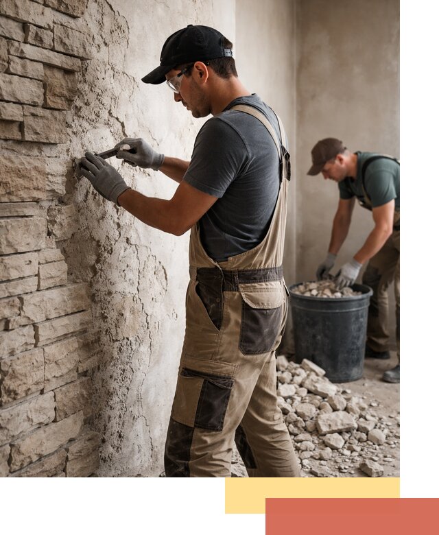 Демонтаж декоративного камня в Полысаево профессионально и безопасно