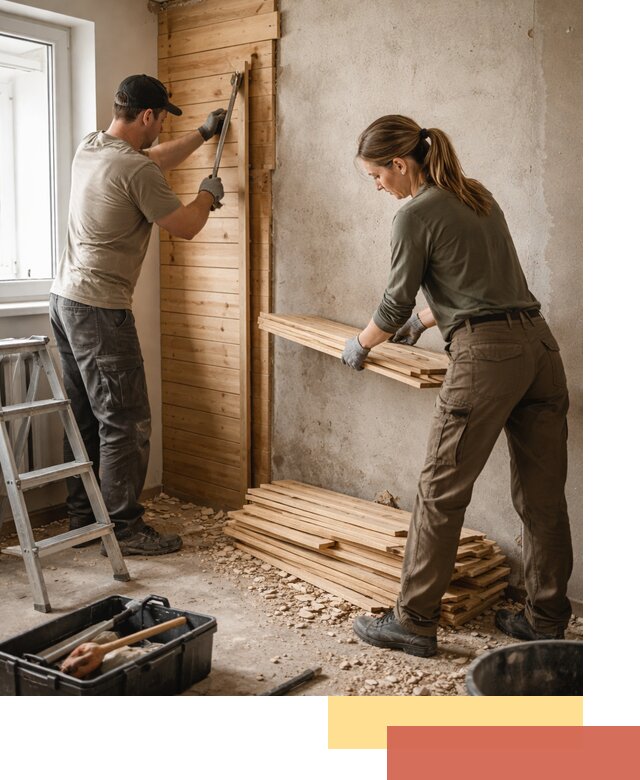 Демонтаж вагонки со стен в Полысаево — профессиональный демонтаж