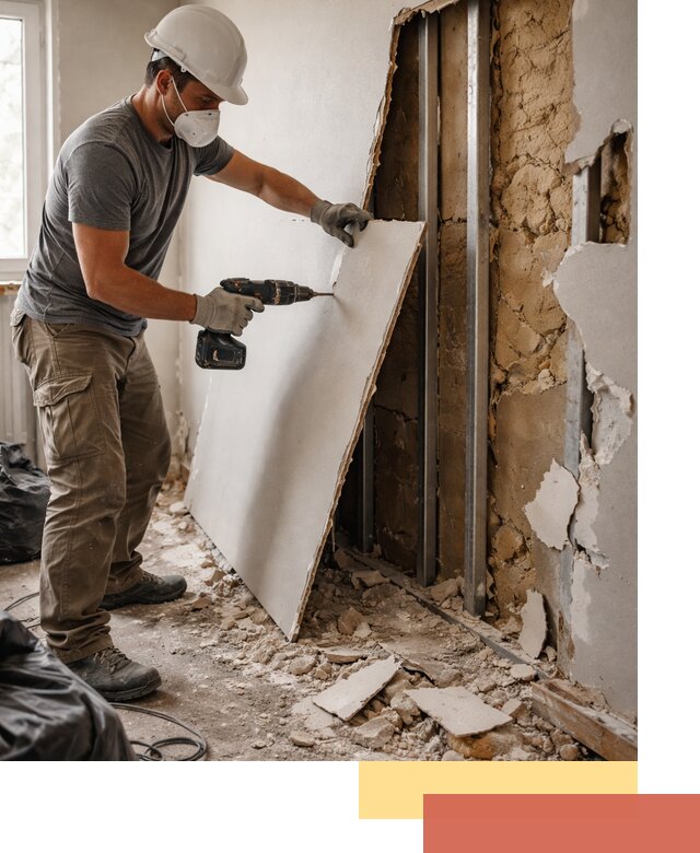 Демонтаж гипсокартона со стен в Полысаево качественно и быстро