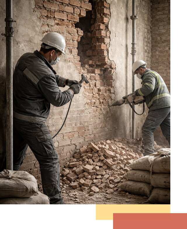 Демонтаж кирпичных стен в Полысаево быстро и безопасно