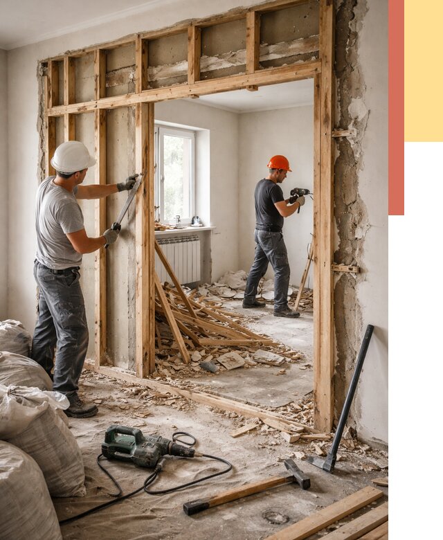 Демонтаж деревянных перегородок в Полысаево от 3291 руб. — быстро и недорого | ОТДЕЛОЧНИК-Плс