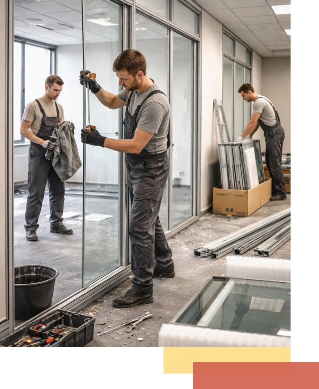 Демонтаж стеклянных перегородок в Полысаево быстро и безопасно