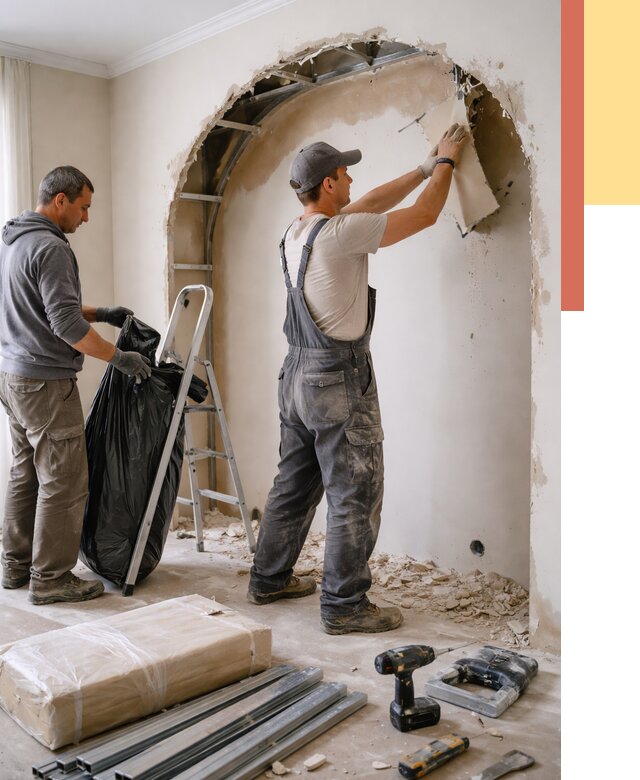 Демонтаж арки из гипсокартона в Полысаево от 3599 руб. — услуги под ключ | ОТДЕЛОЧНИК-Плс