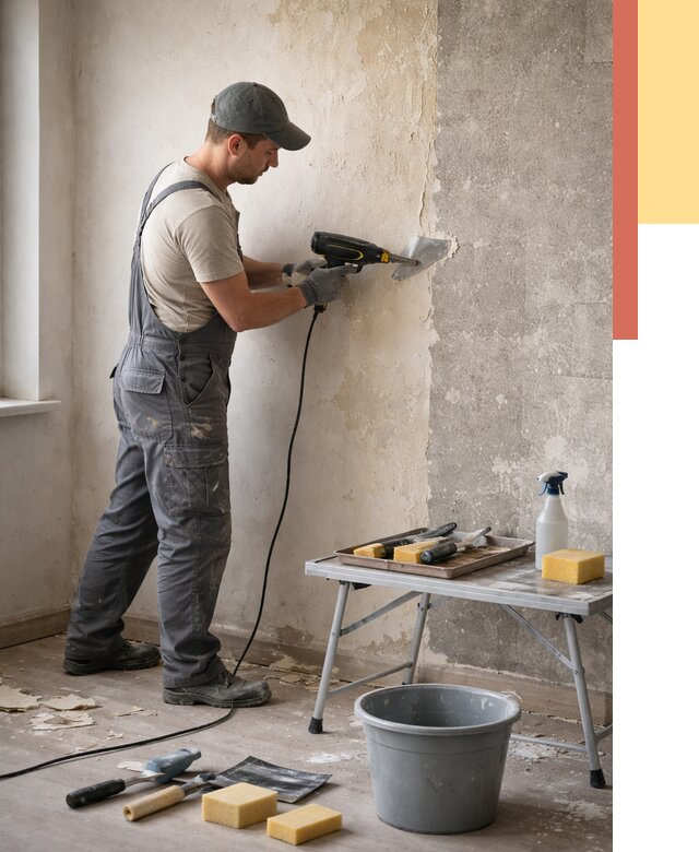 Очистка стен от клея в Полысаево от 1902 руб. — снятие и удаление клея со стен | ОТДЕЛОЧНИК-Плс