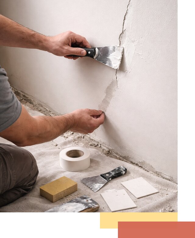 Заделка трещин и сколов в стенах и потолках в Полысаево