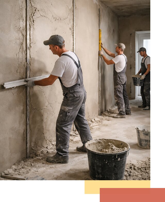 Штукатурка стен по маякам в Полысаево — точная и ровная поверхность