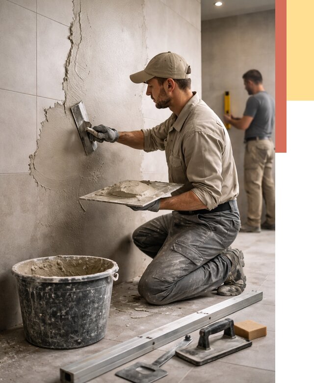 Штукатурка стен в ванной в Полысаево от 4627 руб./м² — выравнивание под ключ | ОТДЕЛОЧНИК-Плс