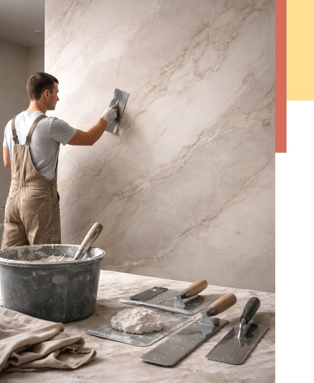 Декоративная штукатурка под мрамор в Полысаево от 2879 руб./м² — быстро и недорого | ОТДЕЛОЧНИК-Плс