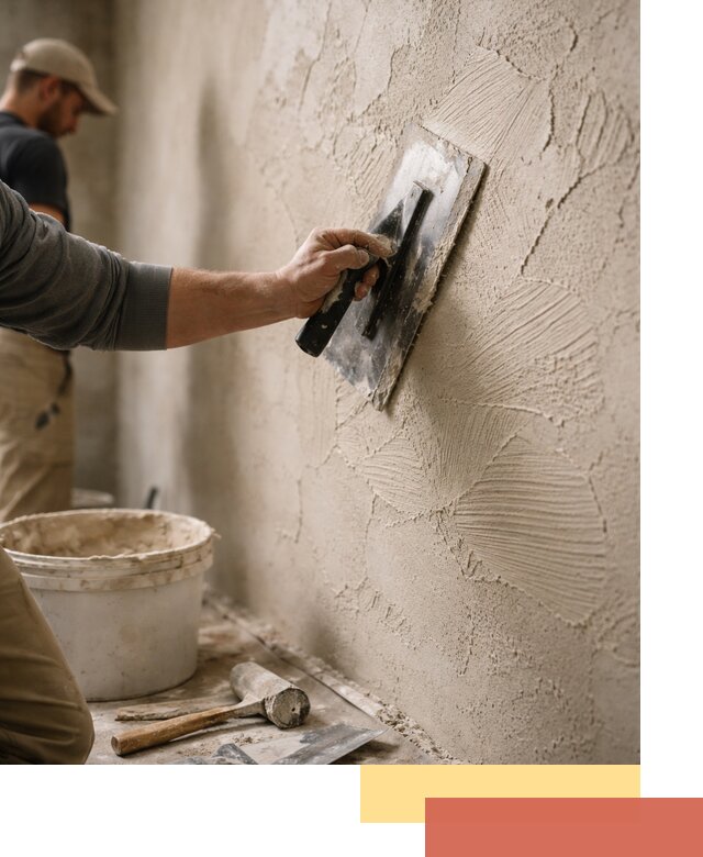 Фактурная штукатурка стен в Полысаево — монтаж, отделка, реставрация