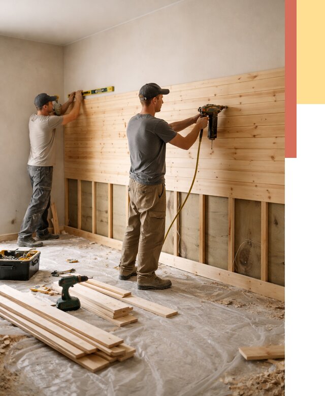 Монтаж деревянной вагонки на стены в Полысаево от 7712 руб. | Услуги монтажа вагонки | ОТДЕЛОЧНИК-Плс