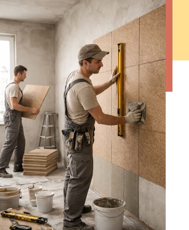 Монтаж пробковых панелей на стены в Полысаево от 3599 руб. — ОТДЕЛОЧНИК-Плс