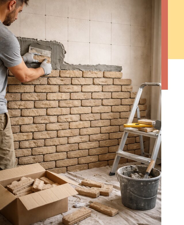 Монтаж декоративного кирпича в Полысаево от 3291 руб./м² — быстро и недорого | ОТДЕЛОЧНИК-Плс