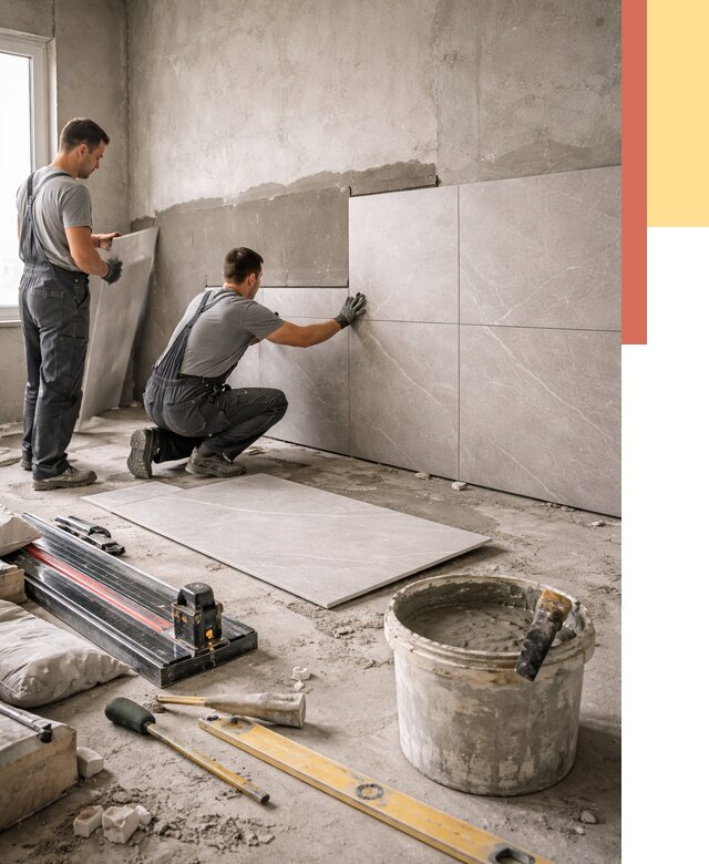 Облицовка стен керамогранитом в Полысаево от 4319 руб./м² — услуги под ключ | ОТДЕЛОЧНИК-Плс