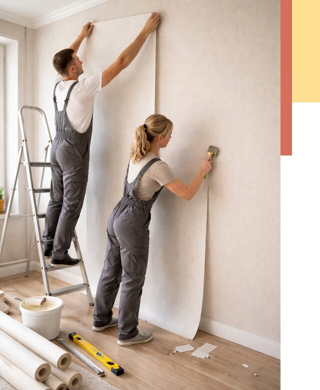 Поклейка флизелиновых обоев в Полысаево от 6170 руб. | Быстро и недорого — ОТДЕЛОЧНИК-Плс