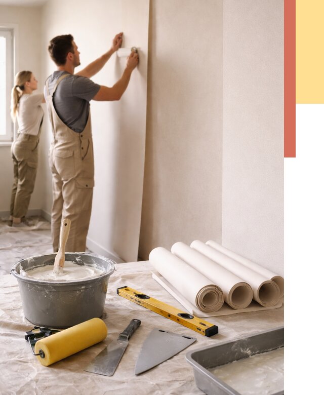 Поклейка бумажных обоев в Полысаево от 5656 руб./м2 — быстро и недорого | ОТДЕЛОЧНИК-Плс