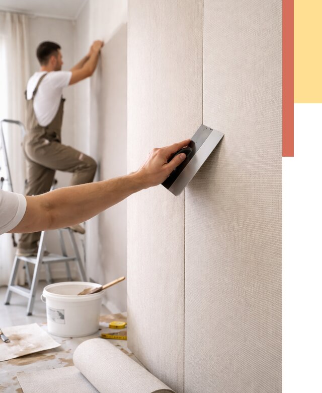 Поклейка текстильных обоев в Полысаево от 4627 руб. под ключ | ОТДЕЛОЧНИК-Плс