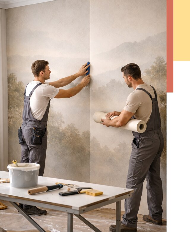 Поклейка фотообоев в Полысаево от 8741 руб/м² — быстро и недорого | ОТДЕЛОЧНИК-Плс