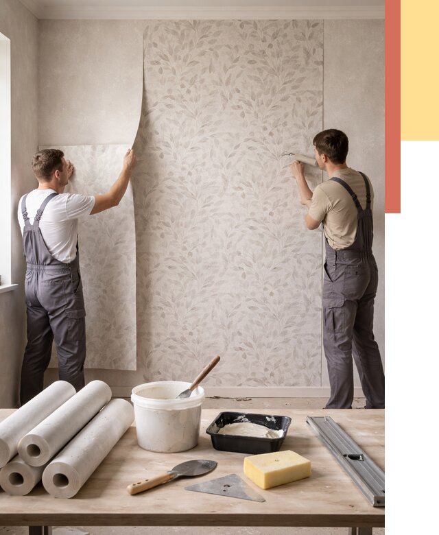 Поклейка обоев с подбором рисунка в Полысаево от 3599 руб. | ОТДЕЛОЧНИК-Плс - быстро и недорого