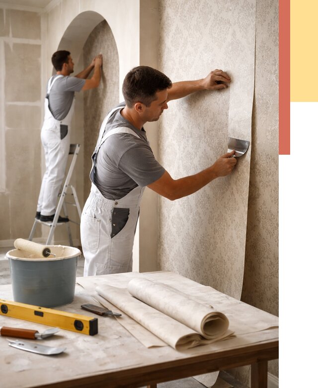 Поклейка обоев на сложные стены в Полысаево от 2879 руб. под ключ | ОТДЕЛОЧНИК-Плс