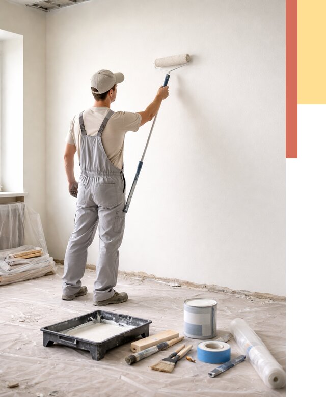 Покраска стен водоэмульсионной краской в Полысаево от 463 руб. за м² | ОТДЕЛОЧНИК-Плс