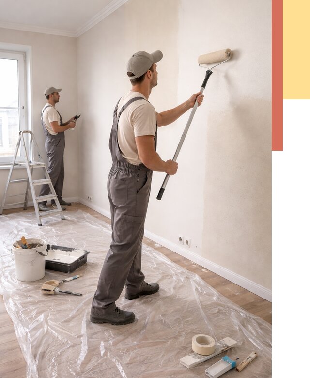 Покраска стен акриловой краской в Полысаево от 3599 руб./м² — быстро и недорого | ОТДЕЛОЧНИК-Плс