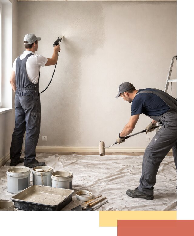 Покраска стен моющейся краской и защита поверхностей в Полысаево