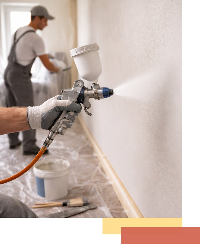 Покраска стен краскопультом в Полысаево быстро и качественно