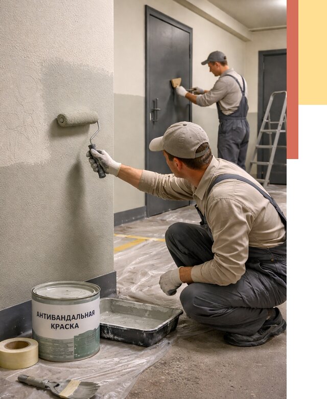 Покраска стен антивандальной краской в Полысаево от 4627 руб./м² под ключ | ОТДЕЛОЧНИК-Плс