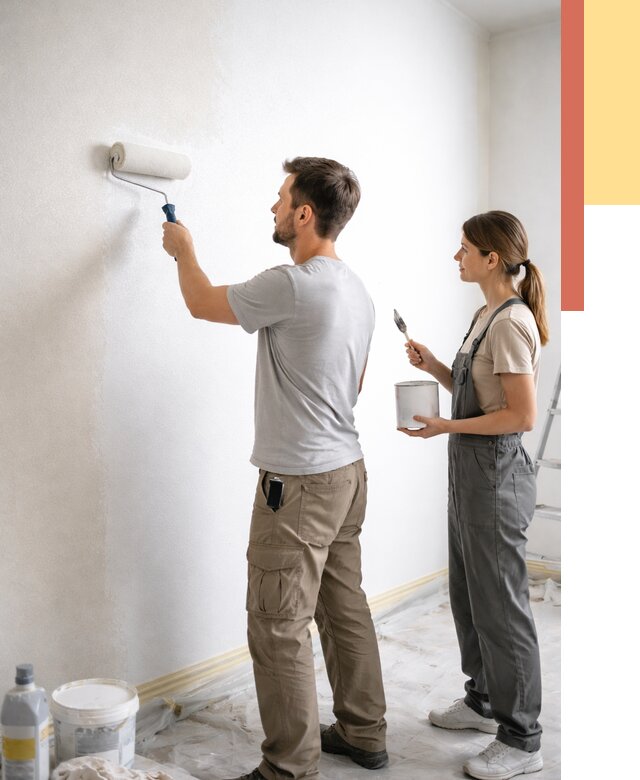 Окраска стен по стеклохолсту в Полысаево от 4627 руб/м² под ключ | ОТДЕЛОЧНИК-Плс