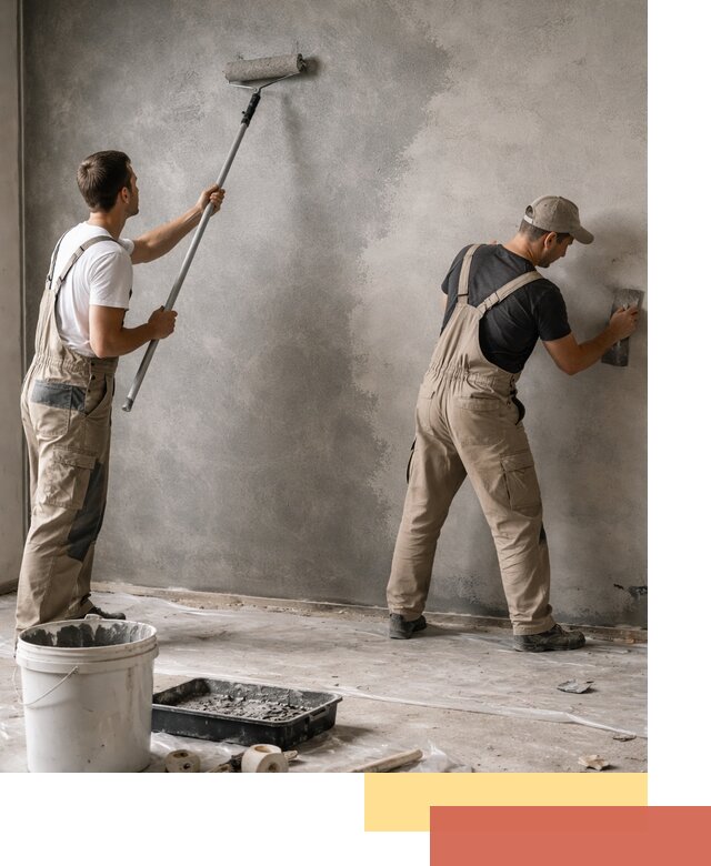 Покраска стен под бетон в Полысаево профессионально и недорого