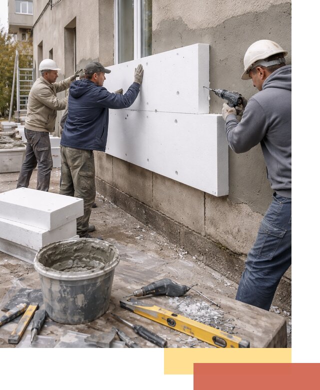 Утепление наружных стен пенопластом в Полысаево