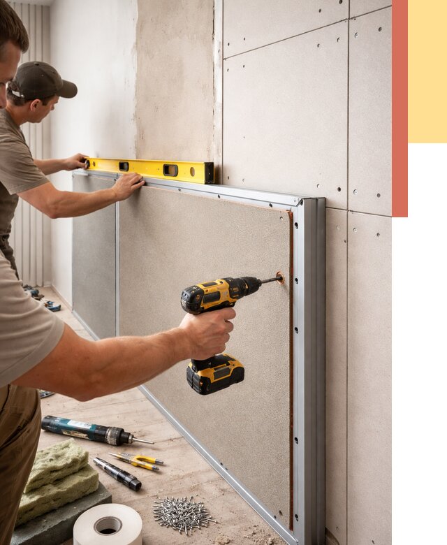 Шумоизоляция стен панелями ЗИПС в Полысаево от 2262 руб./м² под ключ | ОТДЕЛОЧНИК-Плс