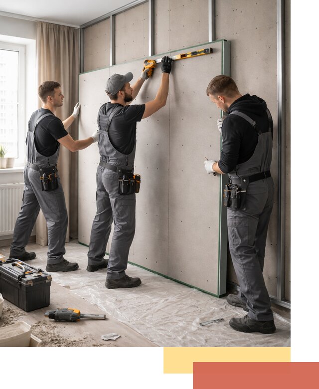 Шумоизоляция стен панелями ЗИПС в Полысаево для жилых и коммерческих помещений