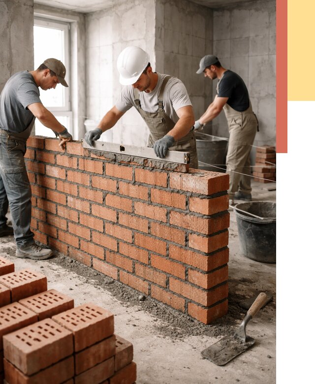 Кладка перегородок из кирпича в Полысаево от 3599 руб. за м² | ОТДЕЛОЧНИК-Плс