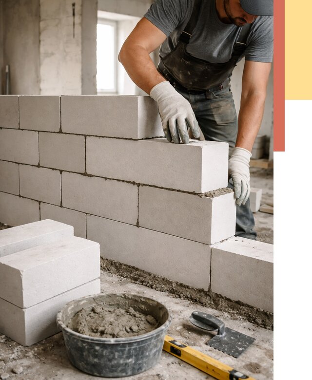 Кладка перегородок из силикатного блока в Полысаево от 4113 руб. под ключ | ОТДЕЛОЧНИК-Плс