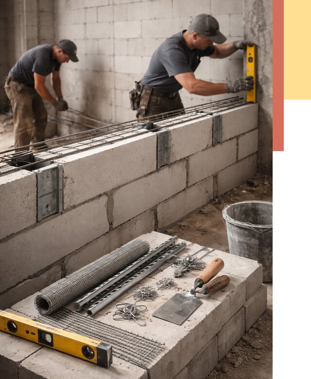 Армирование кладки перегородок в Полысаево от 771 руб. под ключ | ОТДЕЛОЧНИК-Плс