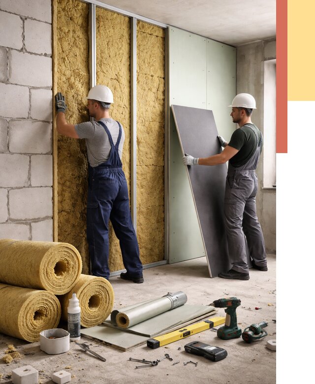 Шумоизоляция перегородок из блоков в Полысаево от 1902 руб./м² — быстро и недорого | ОТДЕЛОЧНИК-Плс