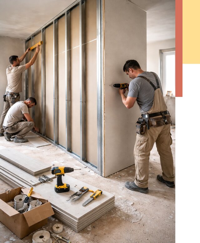 Монтаж однослойной перегородки из гипсокартона в Полысаево от 668 руб. | ОТДЕЛОЧНИК-Плс