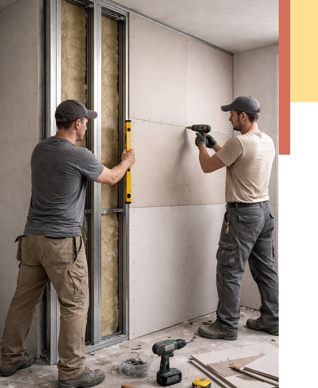 Монтаж двухслойной перегородки из гипсокартона в Полысаево от 1491 руб. | ОТДЕЛОЧНИК-Плс