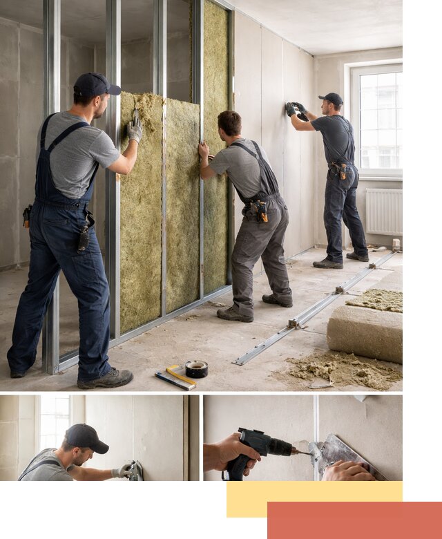 Перегородка из гипсокартона с шумоизоляцией в Полысаево — монтаж под ключ