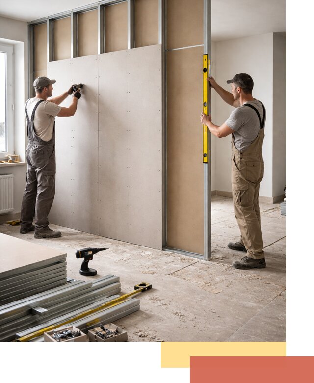 Зонирующая перегородка из гипсокартона под ключ в Полысаево