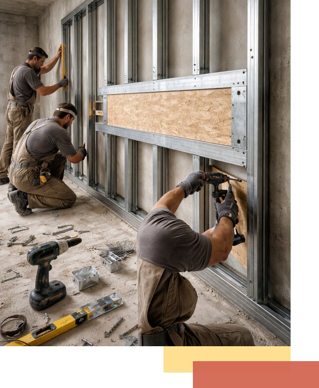 Усиленная перегородка для крепления тяжёлых конструкций в Полысаево