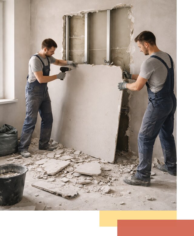 Демонтаж перегородки из гипсокартона в Полысаево быстрый и аккуратный