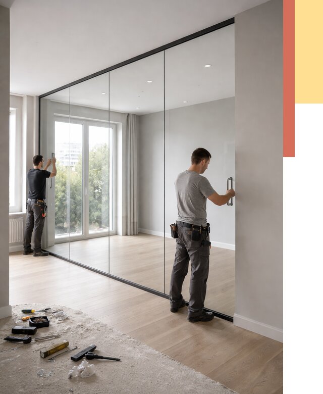 Изготовление стеклянных перегородок в Полысаево от 12700 руб. под ключ | ОТДЕЛОЧНИК-Плс