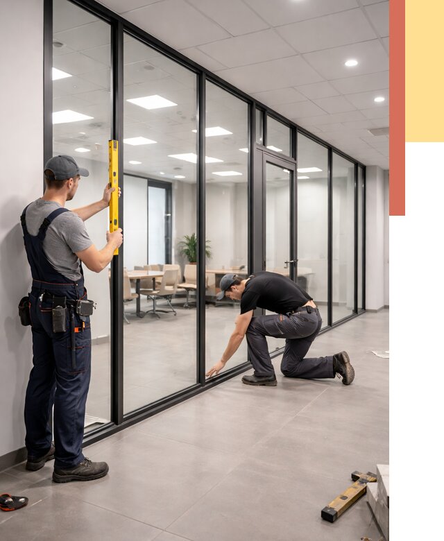 Каркасные стеклянные перегородки в Полысаево под ключ от 9460 руб. | ОТДЕЛОЧНИК-Плс