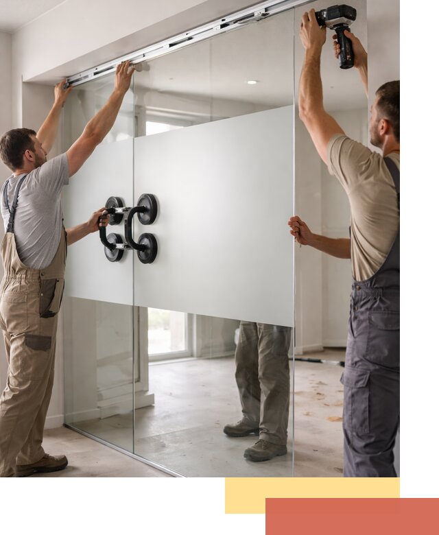 Матовые стеклянные перегородки под ключ в Полысаево