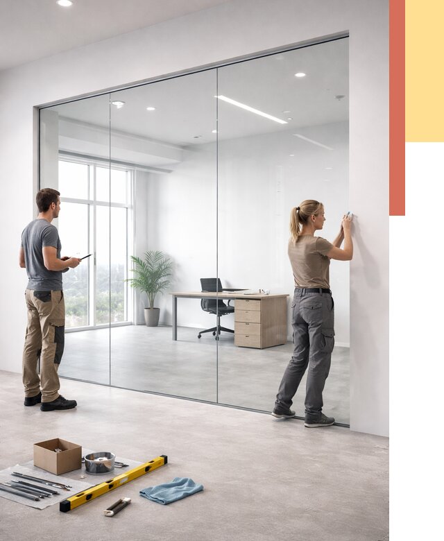 Перегородки из закаленного стекла в Полысаево от 9769 руб. под ключ | ОТДЕЛОЧНИК-Плс